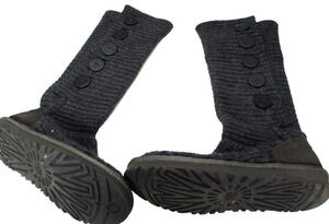 UGG Classic Gray Cardy Knit Tall Womens Sz 6 Winter Boots